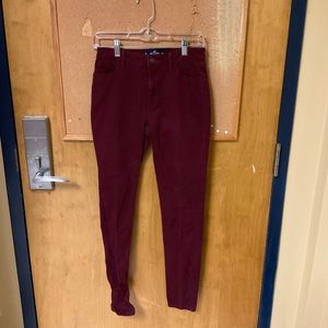 Hollister skinny, maroon colored jeans
